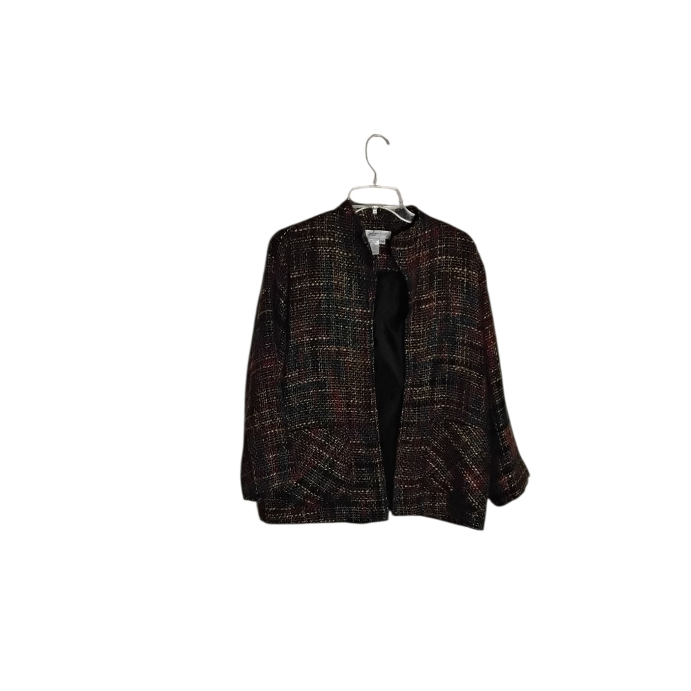 Coldwater Creek Women's M Multicolor Open Front Tweed Pockets Lined Blazer